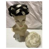 TWO LADIES VINTAGE HATS ONE WHITE WITH NETTING
