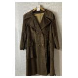 VINTAGE 1960S BROWN FAUX SUEDE COAT WITH FAUX FUR