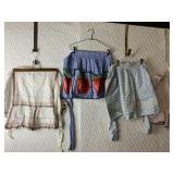 FOUR HALF APRONS ONE MADE WITH MENï¿½S HANKIES