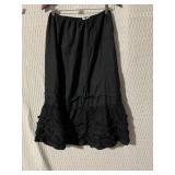 BLACK DRAWSTRING WAIST SKIRT W/ RUFFLE ACCENT