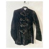 BLACK CRUSHED VELVET JACKET WITH TOGGLE BUTTON