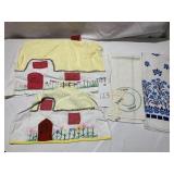 TWO VINTAGE HALF APRONS HAND MADE