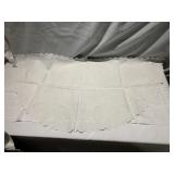 1/2 MOON TABLE COVER W/ NEEDLEWORK, FANCY TABLE