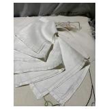 EMBROIDERED CARD TABLECLOTH, SET OF 4 NAPKINS AND
