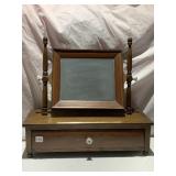 ANTIQUE DRESSER MIRROR W/ CENTER DRAWER 21" W X