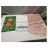 SATIN LINGERIE HOLDER, "P" LINEN DISH TOWEL AND