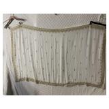 VINTAGE WHITE CREPE SHAWL W/ METALLIC EMBROIDERY