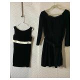 BLACK VELVET AND WHITE SATIN WAIST DRESS