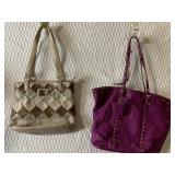 TWO STEVE MADDEN HANDBAGS ONE BEIGE ONE PURPLE