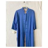 BLUE LINEN DUSTER WITH PAISLEY LINING TWO FAUX