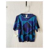 RODIER VINTAGE BLUE ABSTRACT PRINT SWEATER