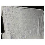WHITE CLOTH W/ BLUE NEEDLEWORK OPEN DESIGN VERY