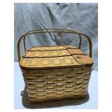 VINTAGE PICNIC BASKET- HAS NAME THOMPSON ON TOP