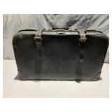 BELBER LEATHER SUITCASE W/ STRAPS MONOGRAMMED CSB