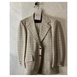 TWO PC POLYESTER MENï¿½S SUITS CREAM TAN GOLD PLAID