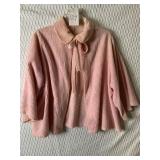 VINTAGE COTTON CHENILLE BED JACKET WITH TIE CLOSE