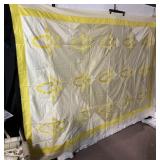 BASKET DESIGN QUILT TOP HAND STITCHED 67" W X 99"