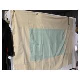 CREAM AND LIME GREEN STITCHED CENTER BEDSPREAD