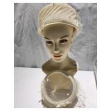 UNION MADE CREAM COLOR HAT W/ BOW AND NETTING,