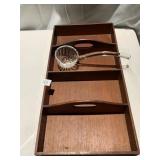 GLASS PUNCH LADEL AND HANDLED DIVIDED TRAY 21" X