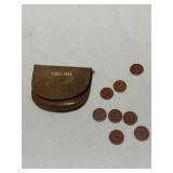 WWII RATION TOKEN OPA RED 8 TOKENS IN LEATHER