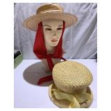 COLE OF CALIF. ORIGINAL STRAW W/ RED SCARF AND