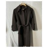 ADORIA WOOL DARK BROWN BUTTON FRONT COAT W/