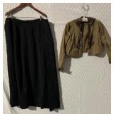 42" WAIST VINTAGE SKIRT, BLOUSE 14" W X 14.5" L