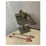 SHOE PIN CUSHION WITH DAMAGE AS SHOWN AND WOOD