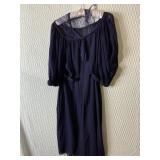 BLACK MIDNIGHT BLUE SEMI SHEER DRESS WITH 3/4