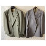 MARIO PERRINI DOUBLE BREASTED GRAY SUIT SHOULDERS