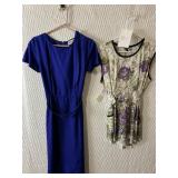 VINTAGE PURPLE FLOWER PRINT FULL APRON TIE WAIST