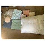 TWIN POLY COMFORTER, THROW PILLOWS AND BLANKETS