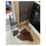 WIRE PLANT STAND WITH WICKER SHELVES, MAY NEED