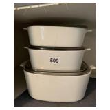 3 CORNING COVERED CASSEROLES