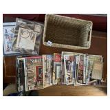 BASKET OF CROSS STICH MAGAZINES, CROSS STITCH