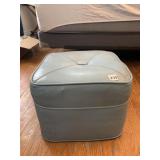 POWDER BLUE NAUGAHYDE FOOT STOOL