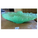 15" GREEN GLASS OBLONG BOWL