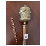 COPPER BRACELET, STONE EMBELLISHED BRASS PRAYER