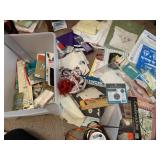 CRAFTING BOOKS, RIBBON, NEEDLES, STENCILS, DRAWER
