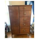 ANTIQUE ARMOIRE WITH CEDAR LINED CABINET AND 5