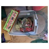 CHRISTMAS DECORATIONS IN TOTE WITH LID