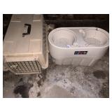 CAT CARRIER, ELEVATED DOG DISHES
