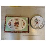 3 SECTION TURKEY SERVING TRAY AND KITCHEN CLOCK