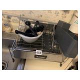 DISH DRAINER, SOAP RACK, BASIN, SCRUB BRUSHES