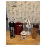 DUNKIN DONUTS THERMOS, STARBUCKS TRAVEL MUG, KING