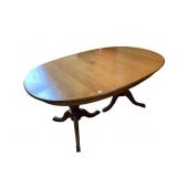 OVAL DOUBLE PEDESTAL DINING ROOM TABLE WITH 2