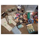 EMBROIDERY FLOSS, STENCILS, RELIGIOUS MEDALS