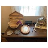 LIGHTED CHRISTMAS HOUSE, BASKET, SHADOW BOX,