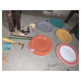 PAINTED MILK GLASS PLATES, TURTLE PIN